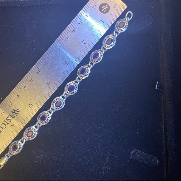 Purple Amethyst Silver Filigree Bracelet - Picture 3 of 3